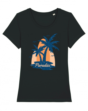 Retro Palm Tree Paradise Beach Black