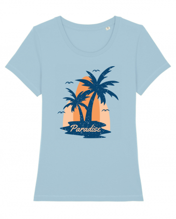 Retro Palm Tree Paradise Beach Sky Blue