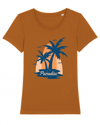 Retro Palm Tree Paradise Beach Roasted Orange