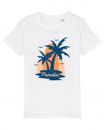 Retro Palm Tree Paradise Beach White