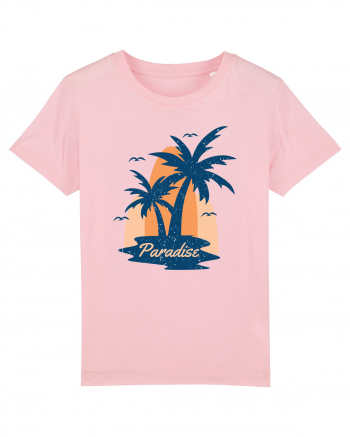 Retro Palm Tree Paradise Beach Cotton Pink