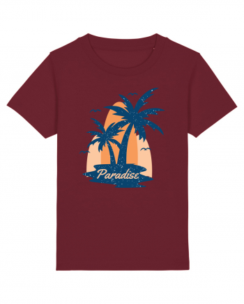 Retro Palm Tree Paradise Beach Burgundy