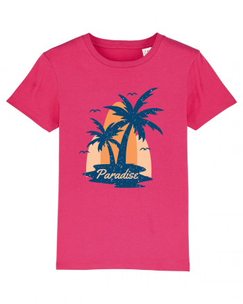 Retro Palm Tree Paradise Beach Raspberry