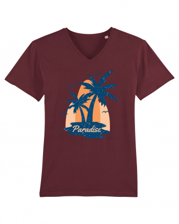 Retro Palm Tree Paradise Beach Burgundy