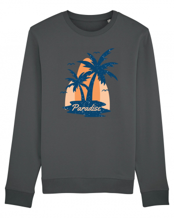 Retro Palm Tree Paradise Beach Anthracite