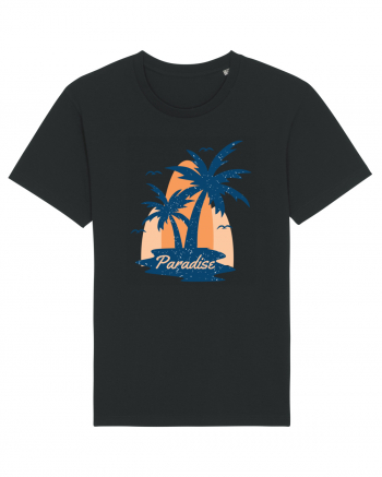 Retro Palm Tree Paradise Beach Black