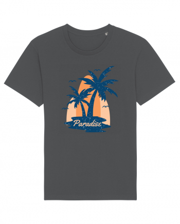 Retro Palm Tree Paradise Beach Anthracite