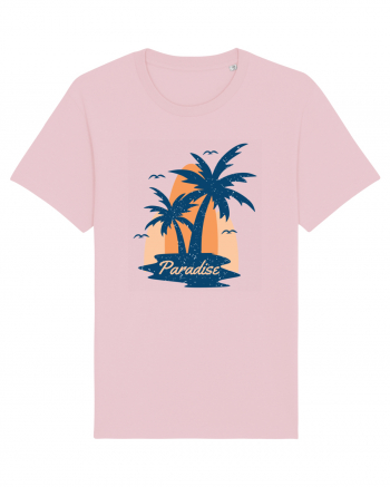 Retro Palm Tree Paradise Beach Cotton Pink