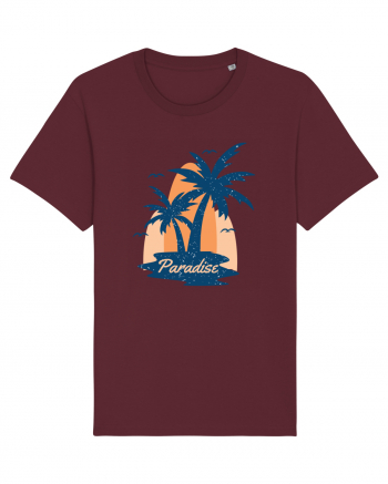 Retro Palm Tree Paradise Beach Burgundy