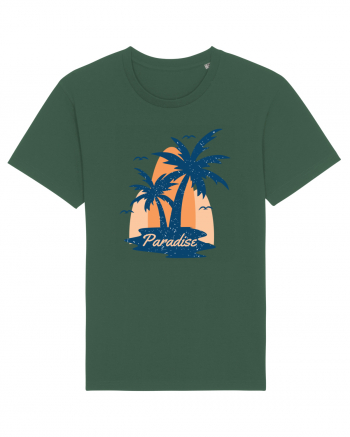 Retro Palm Tree Paradise Beach Bottle Green