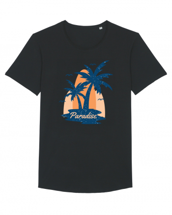 Retro Palm Tree Paradise Beach Black