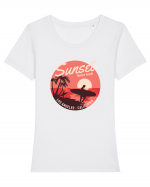 Retro Sunset Venice Beach Tricou mânecă scurtă guler larg fitted Damă Expresser