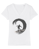 Ride The Wave Ocean Tricou mânecă scurtă guler V Damă Evoker