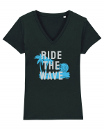 Ride The Wave Ocean Ride The Wave Tricou mânecă scurtă guler V Damă Evoker