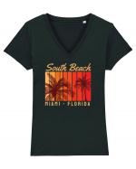 South Beach Miami Florida Tricou mânecă scurtă guler V Damă Evoker