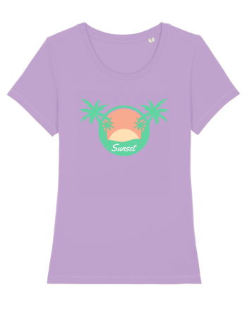 Sunset Palm Tree Beach Lavender Dawn