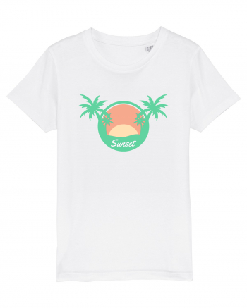 Sunset Palm Tree Beach White