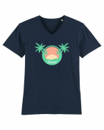 Sunset Palm Tree Beach Tricou mânecă scurtă guler V Bărbat Presenter