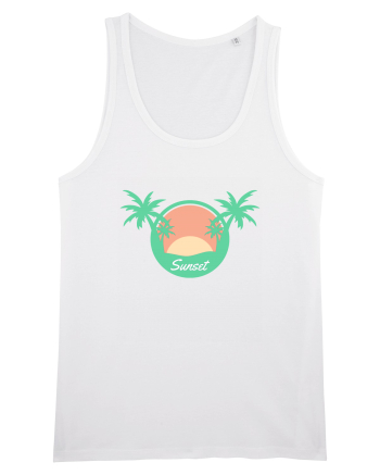 Sunset Palm Tree Beach White