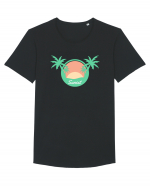 Sunset Palm Tree Beach Tricou mânecă scurtă guler larg Bărbat Skater