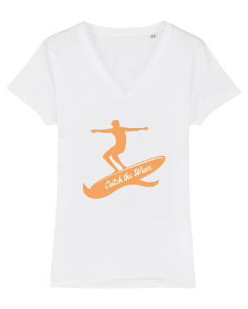 Surfer Catch The Wave White