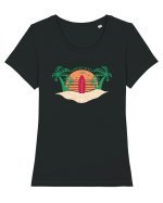 Surfing Beach Tricou mânecă scurtă guler larg fitted Damă Expresser