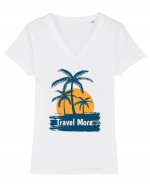 Travel More Amazing Sunset Tricou mânecă scurtă guler V Damă Evoker