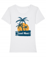 Travel More Amazing Sunset Tricou mânecă scurtă guler larg fitted Damă Expresser