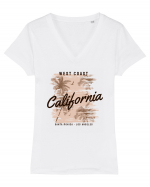 West Coast Santa Monica Los Angeles Tricou mânecă scurtă guler V Damă Evoker