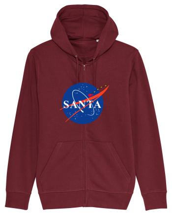 NASA Logo with SANTA claus sleigh and rockets Burgundy