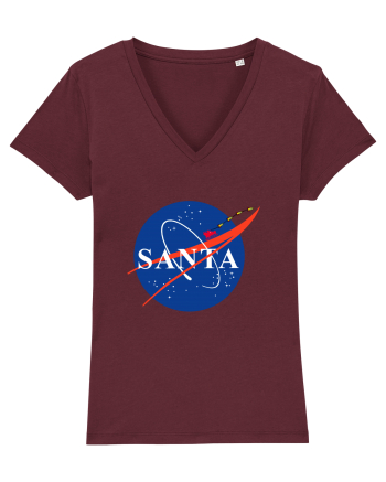 NASA Logo with SANTA claus sleigh and rockets Burgundy