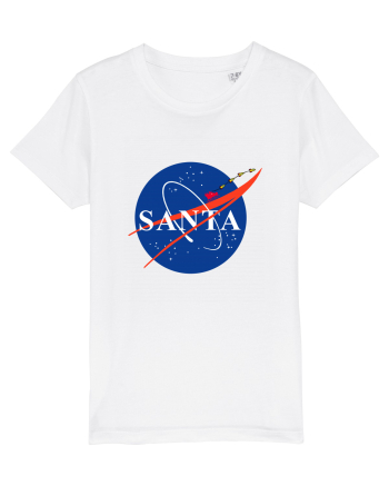 NASA Logo with SANTA claus sleigh and rockets White