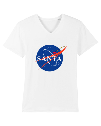 NASA Logo with SANTA claus sleigh and rockets White