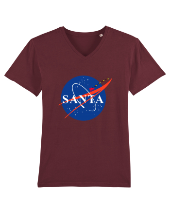 NASA Logo with SANTA claus sleigh and rockets Burgundy