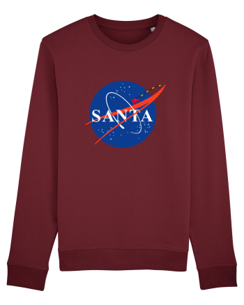 NASA Logo with SANTA claus sleigh and rockets Burgundy