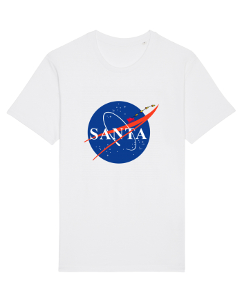 NASA Logo with SANTA claus sleigh and rockets White
