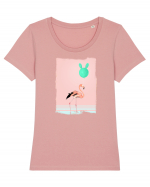 Flamingo Roz și Balonul Cactus  Tricou mânecă scurtă guler larg fitted Damă Expresser