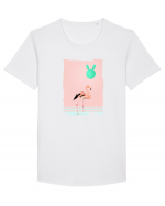 Flamingo Roz și Balonul Cactus  Tricou mânecă scurtă guler larg Bărbat Skater
