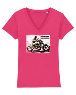 cu motoru Tricou mânecă scurtă guler V Damă Evoker