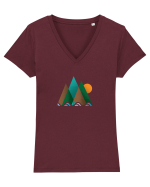 Munți Geometrie și Culori Tricou mânecă scurtă guler V Damă Evoker
