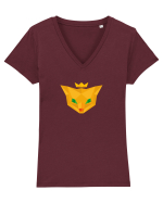 Vulpea Aurie cu Ochi de Smarald Tricou mânecă scurtă guler V Damă Evoker