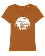 Happy Camper Tricou mânecă scurtă guler larg fitted Damă Expresser