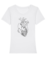 Îmbrățișați în inimă Tricou mânecă scurtă guler larg fitted Damă Expresser