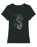 Îmbrățișați în inimă Tricou mânecă scurtă guler larg fitted Damă Expresser