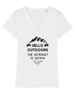 Hello Outdoors The Internet Is Down Tricou mânecă scurtă guler V Damă Evoker