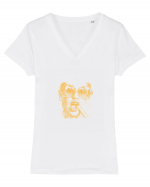 Sassy glasses Tricou mânecă scurtă guler V Damă Evoker