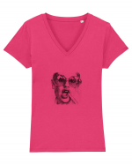 Sassy glasses Tricou mânecă scurtă guler V Damă Evoker