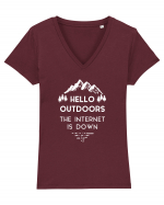 Hello Outdoors The Internet Is Down Tricou mânecă scurtă guler V Damă Evoker