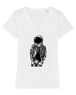 Stay Safe Astronaut Urban Biker Wear Tricou mânecă scurtă guler V Damă Evoker