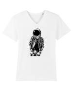 Stay Safe Astronaut Urban Biker Wear Tricou mânecă scurtă guler V Bărbat Presenter